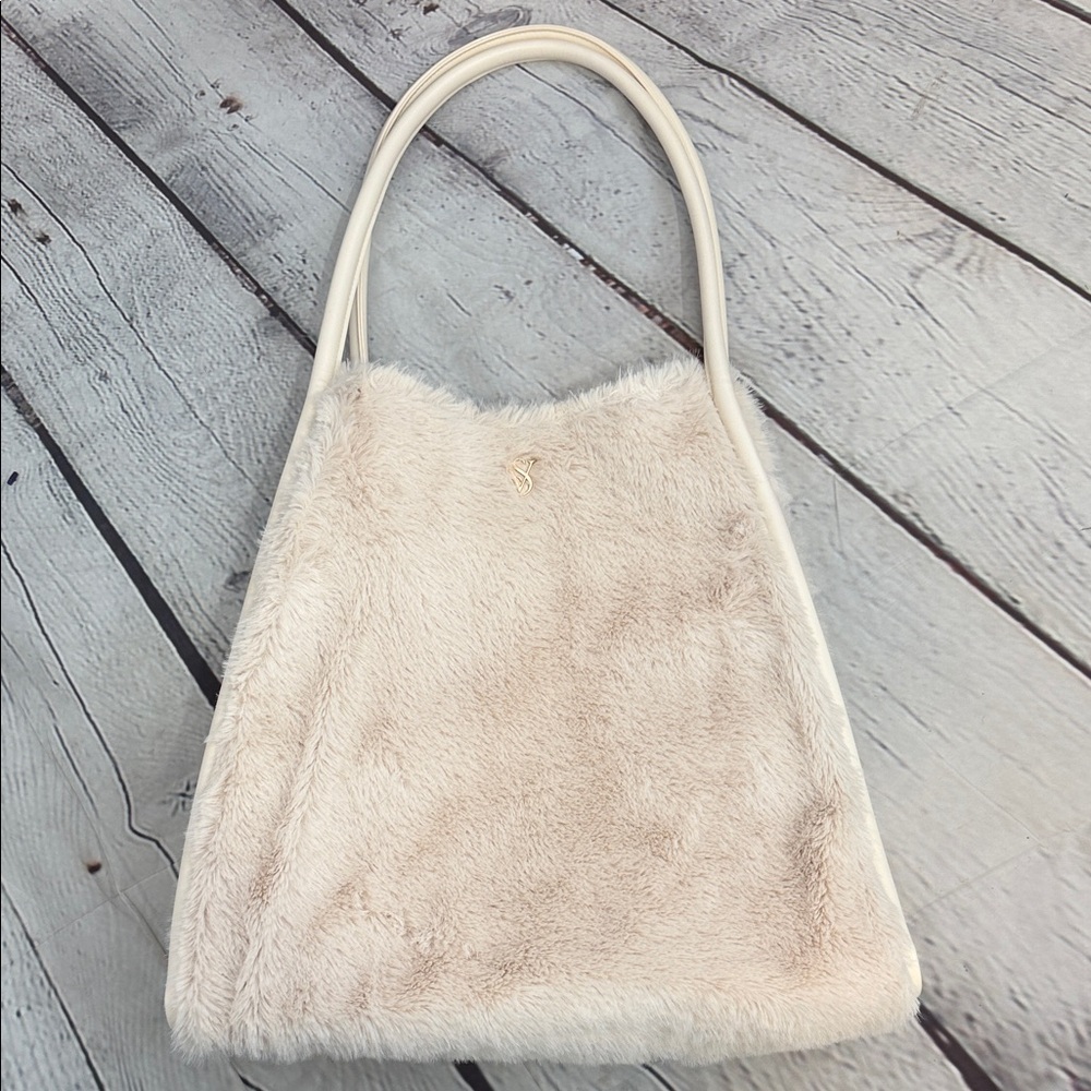 Victoria's Secret Cream Faux Fur Shoulder Bag